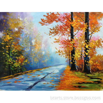 BC16-0147 UV proof modern autumnal scenery painting with professional packing